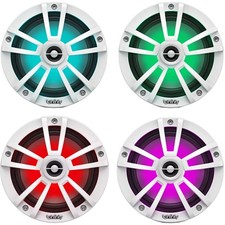 4x 6.5" 225W Waterproof White Marine RGB LED Coaxial Speakers