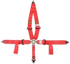 JEGS 70118 Red Cam Lock Ultra Series Harness 5-Point Design Pull Down V-Type
