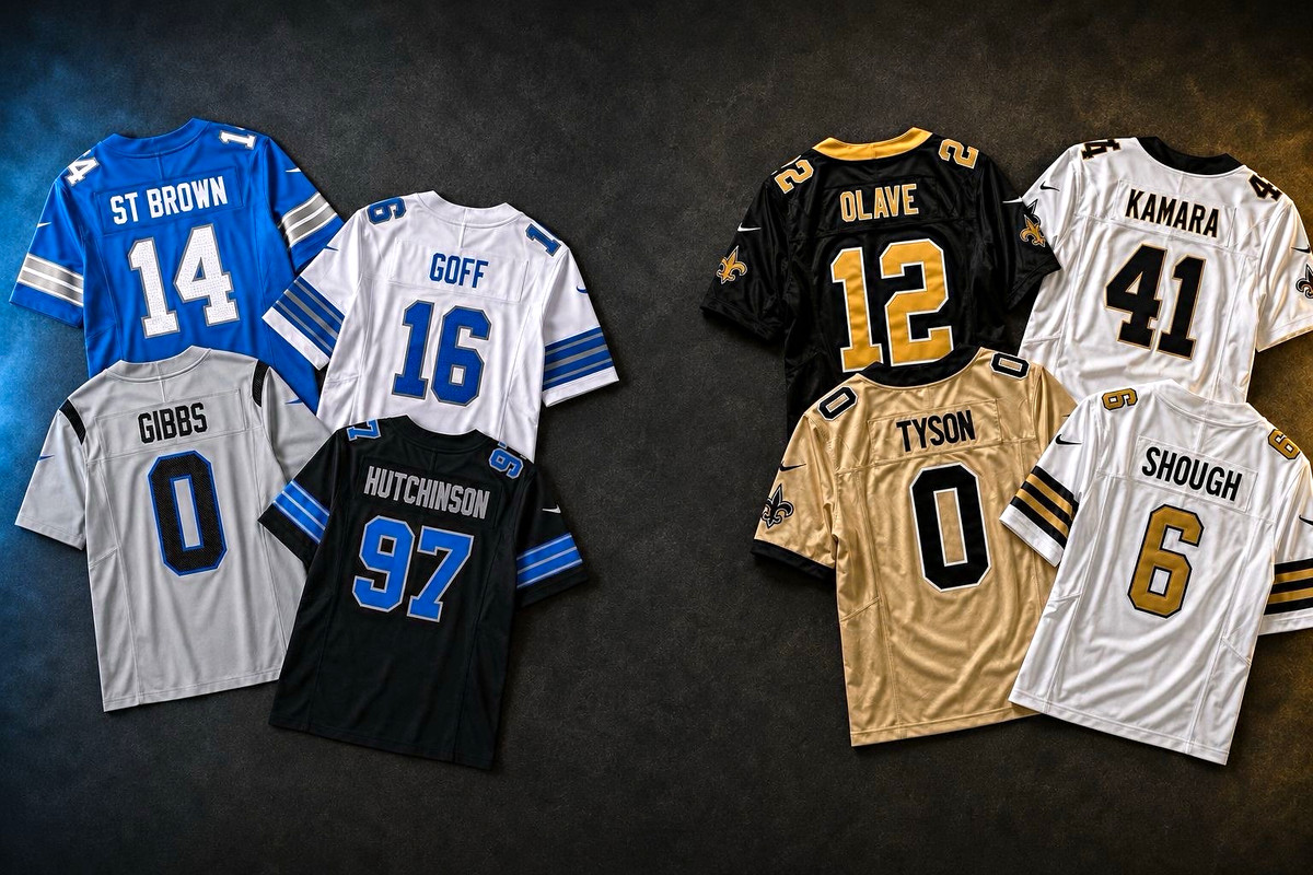 Nike Detroit Lions & New Orleans Saints Player Jersey Lot
