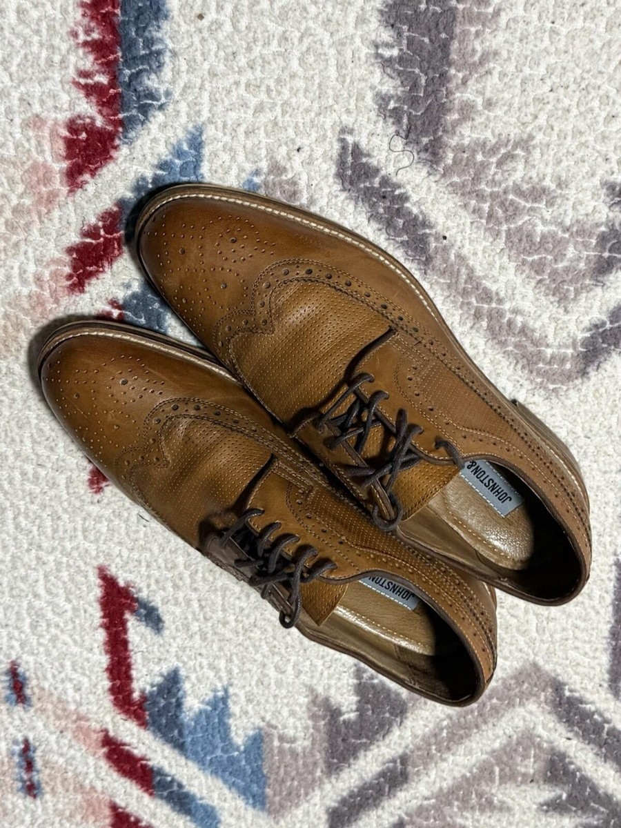 Johnston & Murphy Mens Tan Leather Wingtip Oxford Dress  display picture 3