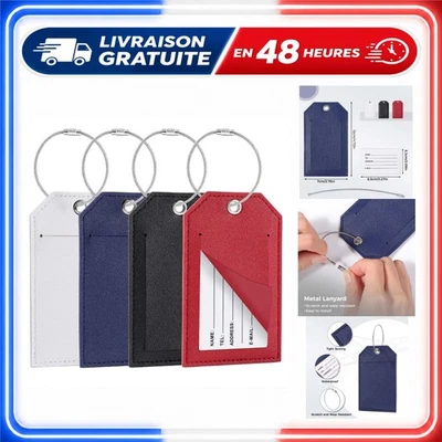 Blendura Étiquettes à Bagages en PU avec Carte d'Information - 4 pièces - Photo 1/4