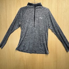 Under Armour HeatGear Womens XL Gray Space Dye Quarter Zip Long Sleeve Top