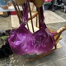 Women s Purple Pleated Shoulder Bag with Silv...