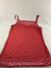 maurices Women s Plus Red Solid Camisole Tank, Lace Trim Spaghetti Straps 1