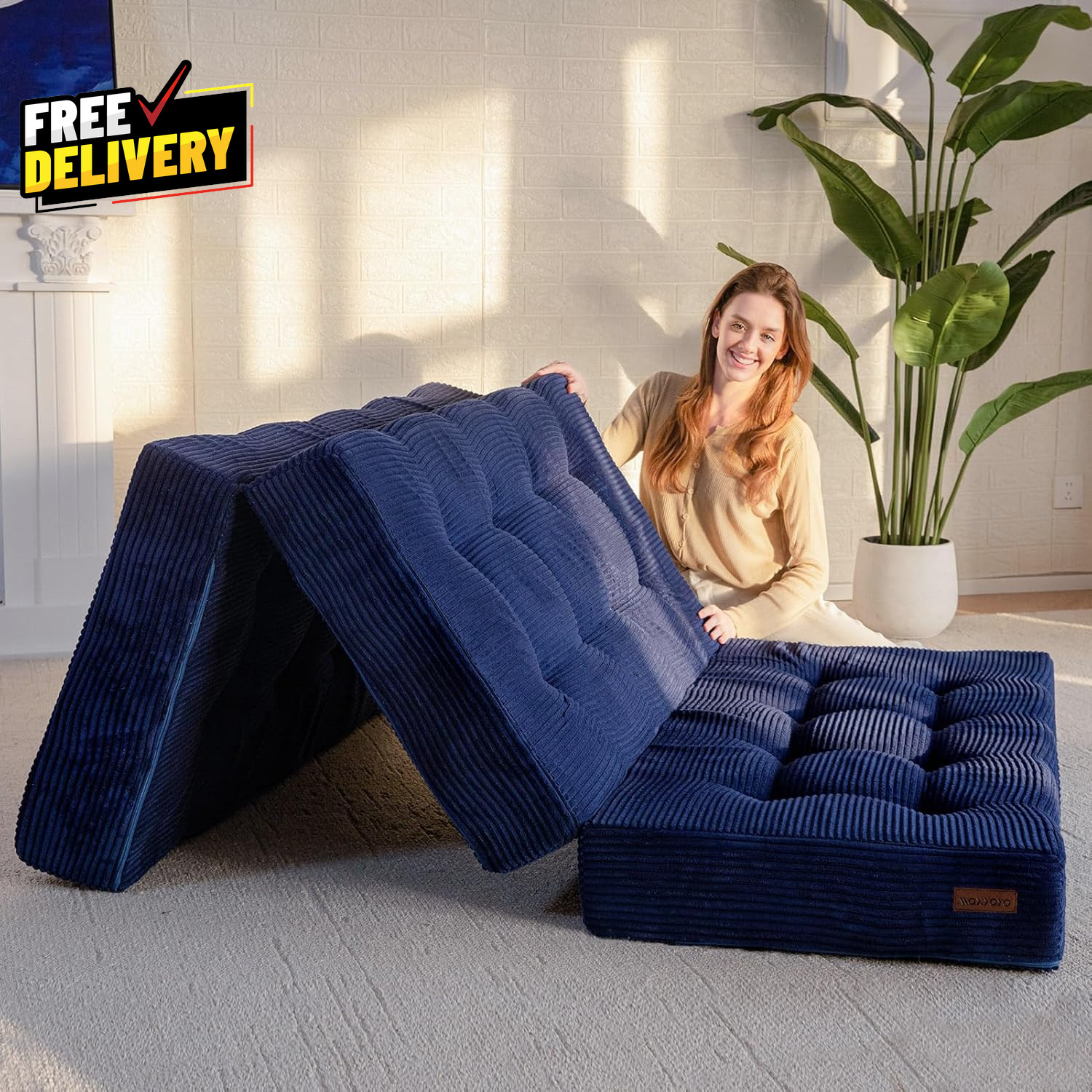 Tri-Fold Mattress 6 Inch Tufted Folding Futon Foam Bed Foldable Floor Mattress..