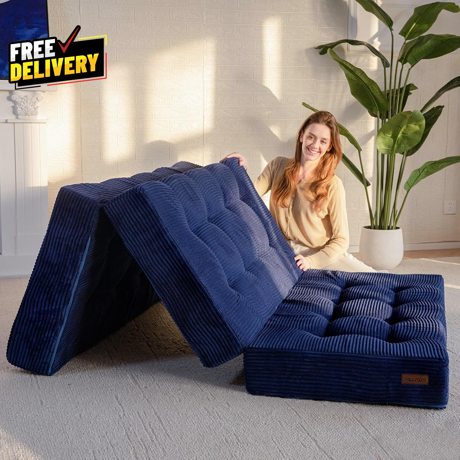 Tri-Fold Mattress 6 Inch Tufted Folding Futon Foam Bed Foldable Floor Mattress..