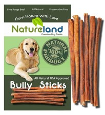Natureland 6" Bully Sticks Standard Thickness - All-Natural, Free-Range, Gras...