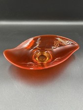 Viking Glass Persimmon Orange Candy Dish Epic Line Glows MCM
