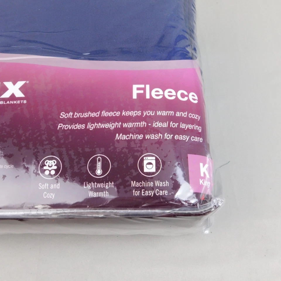 Acogedora manta de cama ligera de microfleece Vellux King azul marino #C758 Foto 3 de 4