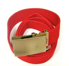 FASHIONABLE RED COTTON CANVAS MILITARY WEB BELT ADJUSTABLE TO ANY SIZE