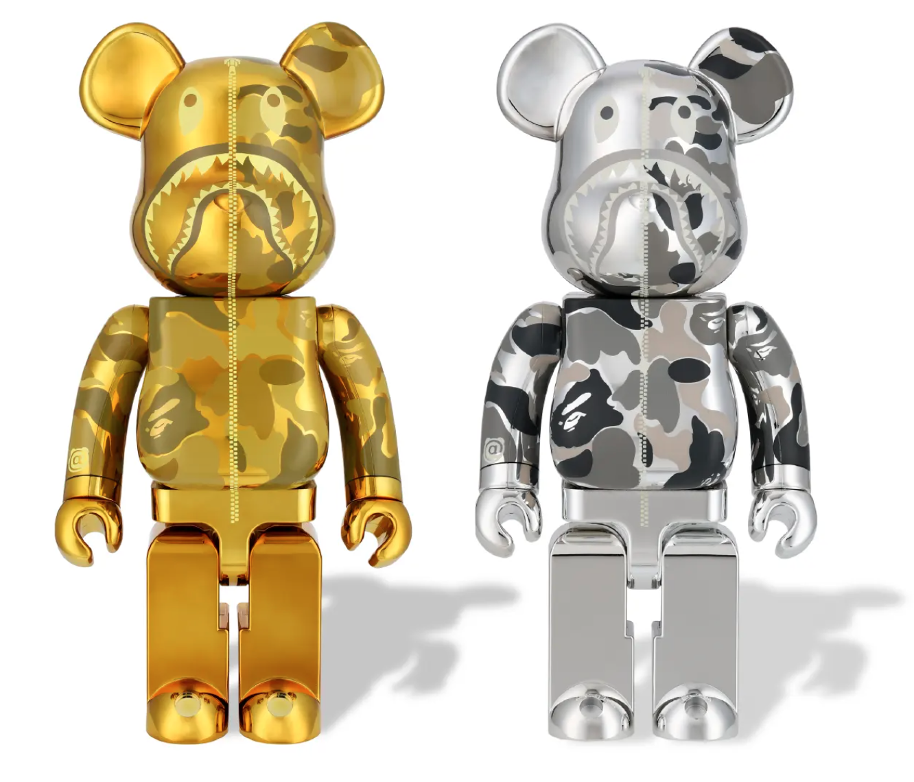 BE@RBRICK BAPE CAMO SHARK 1000％ GOLD & SILVER set Medicom Toy