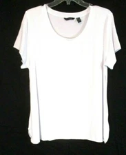 H by Halston Essentials Scoop Neck Shirt White Large Stretch A350264 Women CB63R