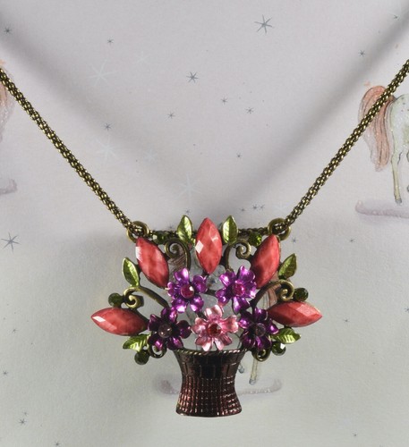 Bellissimo Set Ciondolo Cesto di Fiori Smalto e Cristallo - Foto 2 di 3