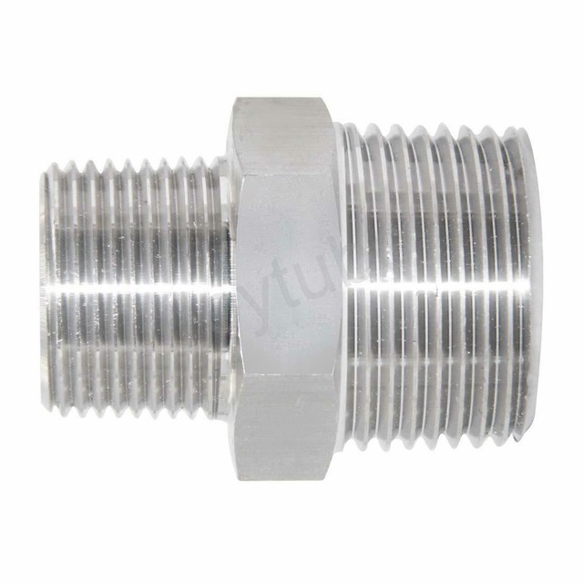Reducing Hex Nipple 1/2" x 3/8" Male NPT Threaded Pipe Fitting