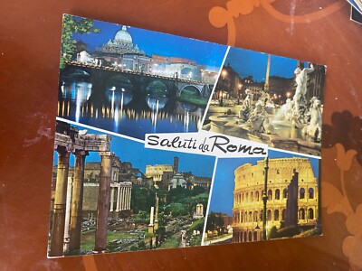 Grüße aus Rom.  Italien.  1990 veröffentlichte farbige Multiview-Postkarte.