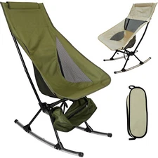 Heavy Duty High Back Rocking Chair 198LBS Capacity For Patio Fishing Beach Lawn