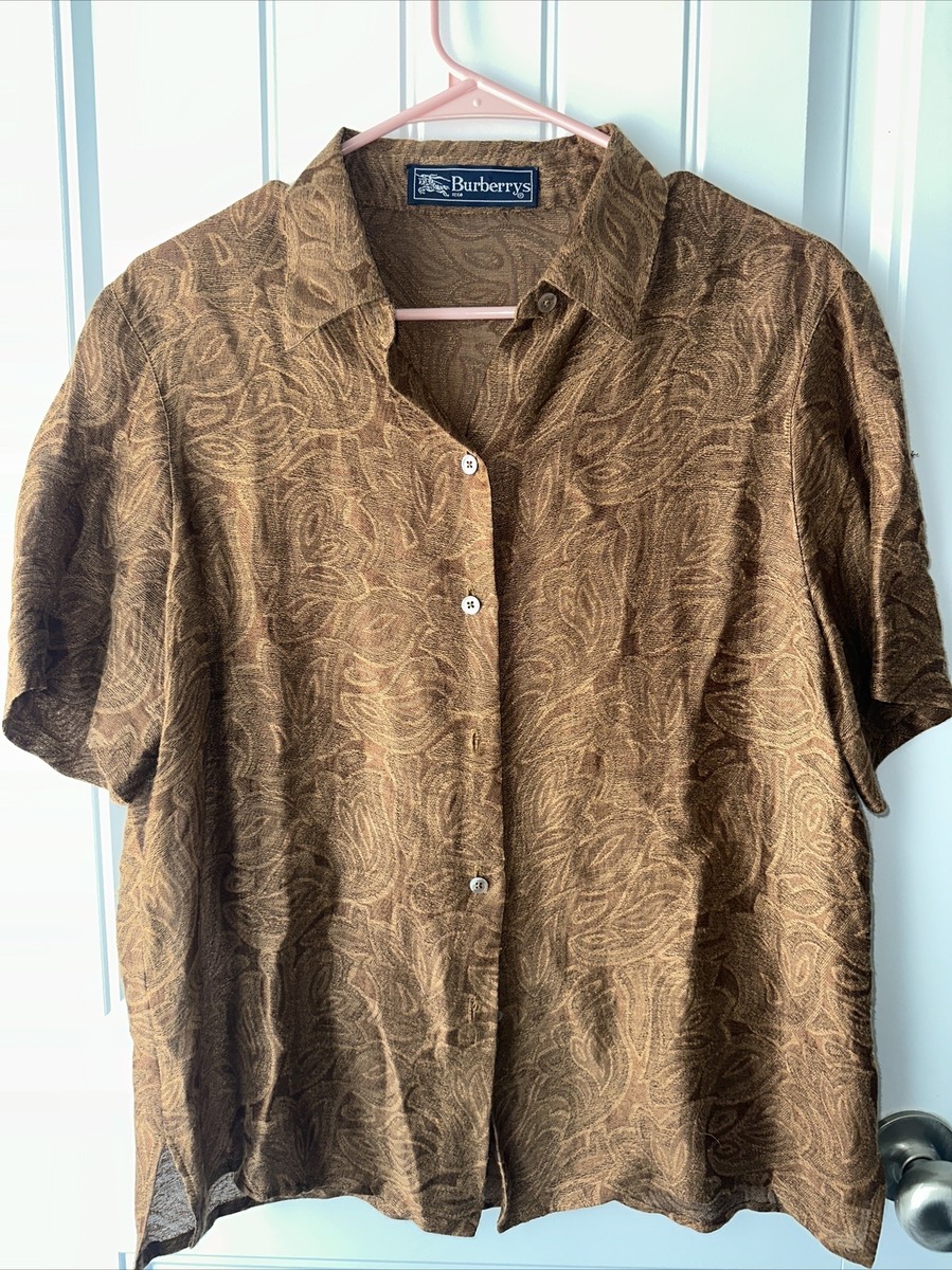 Vintage Burberry Paisley Short Sleeve Button Up Shirt | eBay