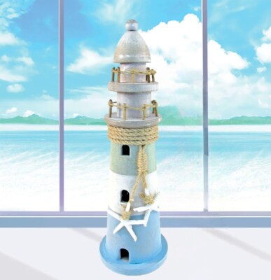 White & Blue  Distressed Lighthouse Fish Starfish Coastal Nautical Beach