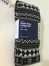 NWT Old Navy Women's Fair Isle High Rise Jersey Leggings Pants Black Gray
