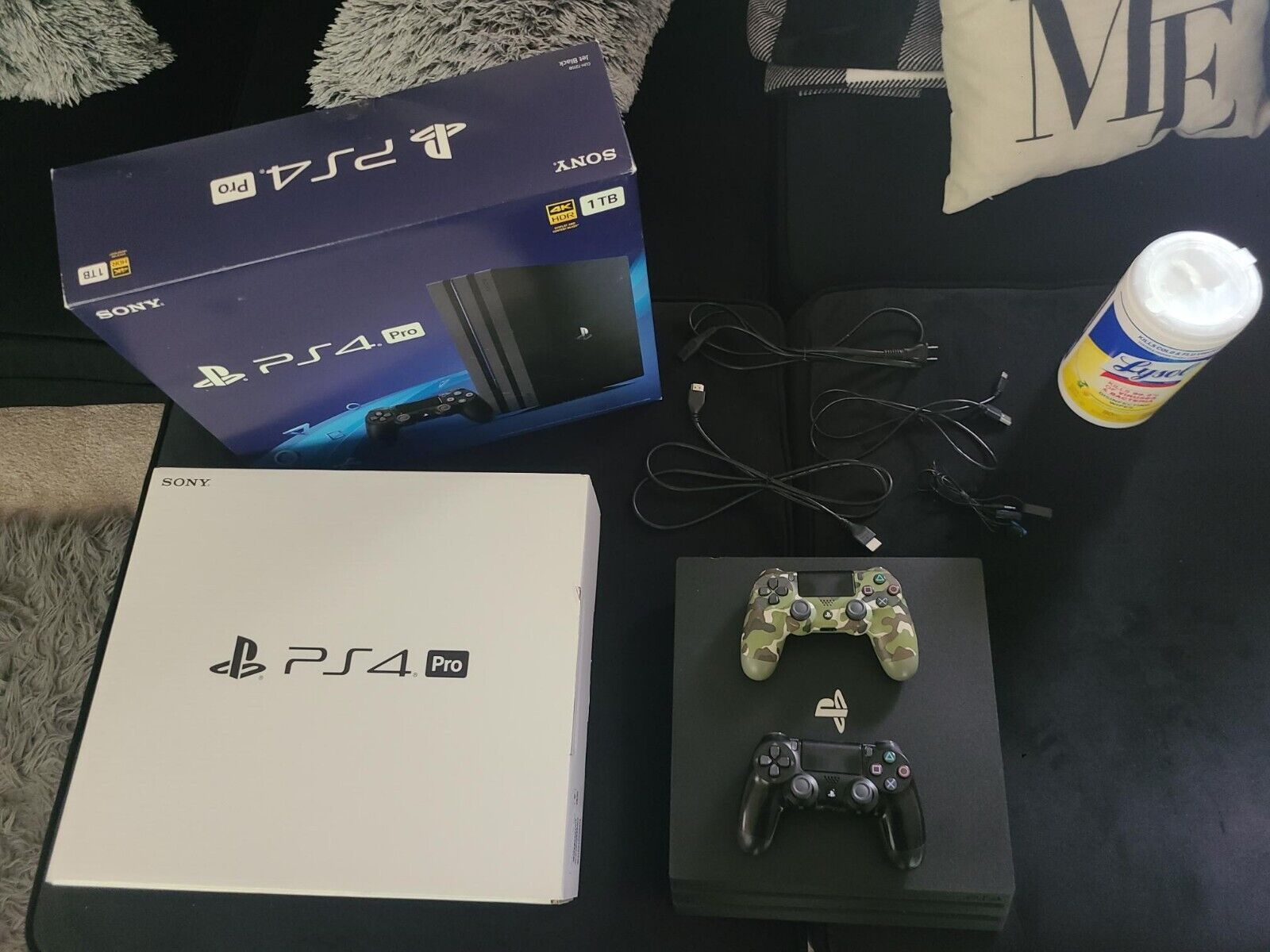 PS4 Pro Console 1TB 4K HDR + 2 Controllers (Used) All Original with  Packaging