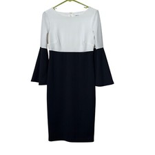 Calvin Klein Womens Black and White Colorblock Dress Size 2 Christmas Party Gift