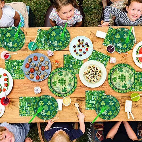 96 Pcs St. Patrick’s Day Tableware Set Lucky Green St. Patrick’s Day Party - Picture 6 of 8
