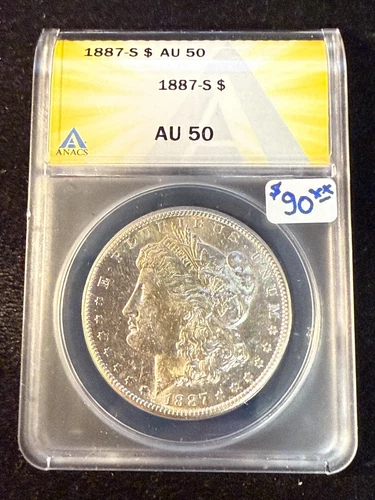 1887 S MORGAN DOLLAR ANACS AU 50