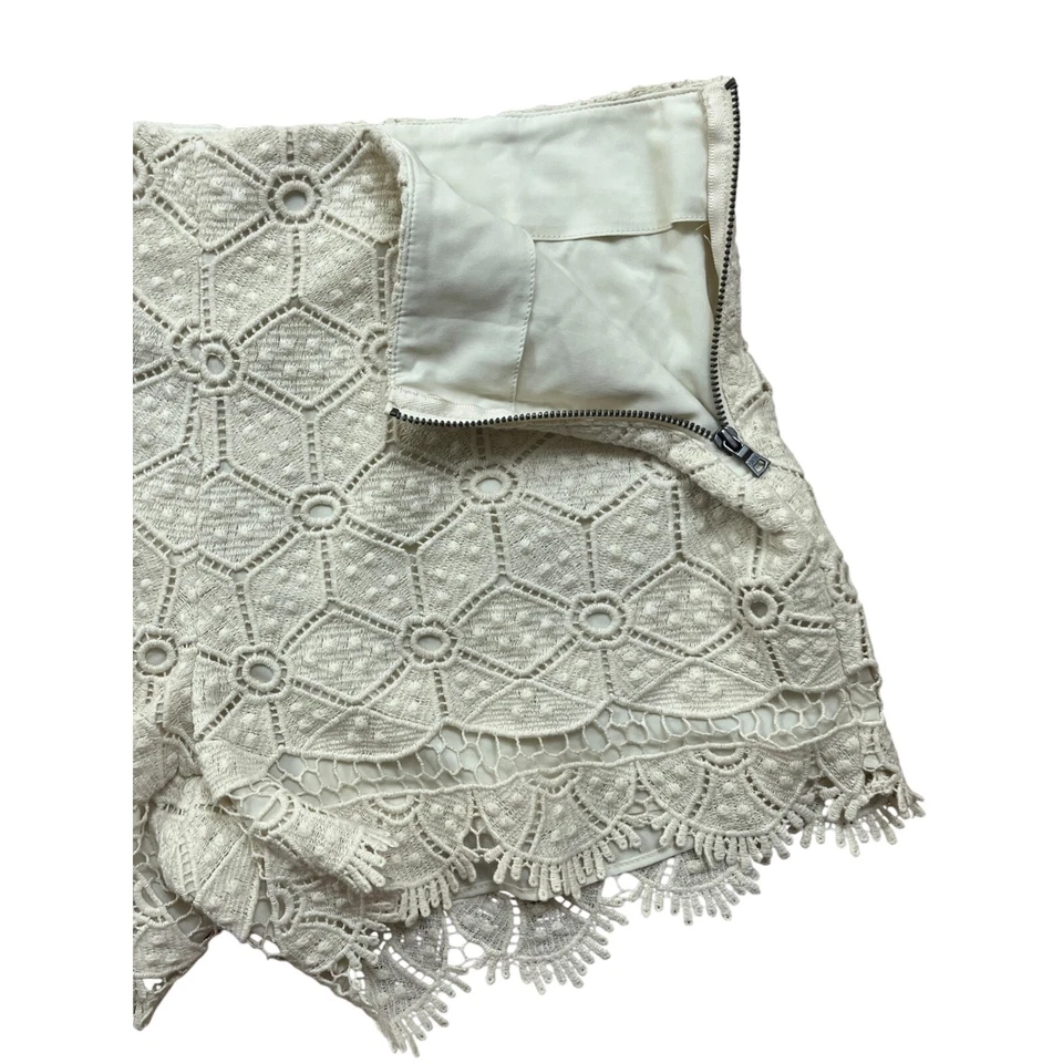 Шорты женские Dolce Vita 8 цвета слоновой кости вязаные крючком с подкладкой однотонные на молнии хлопок богемное фея - Изображение 3 из 4