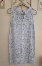 Loft Dress Size 4. Light Blue Sheath Zip Up. Eyelet Lining.