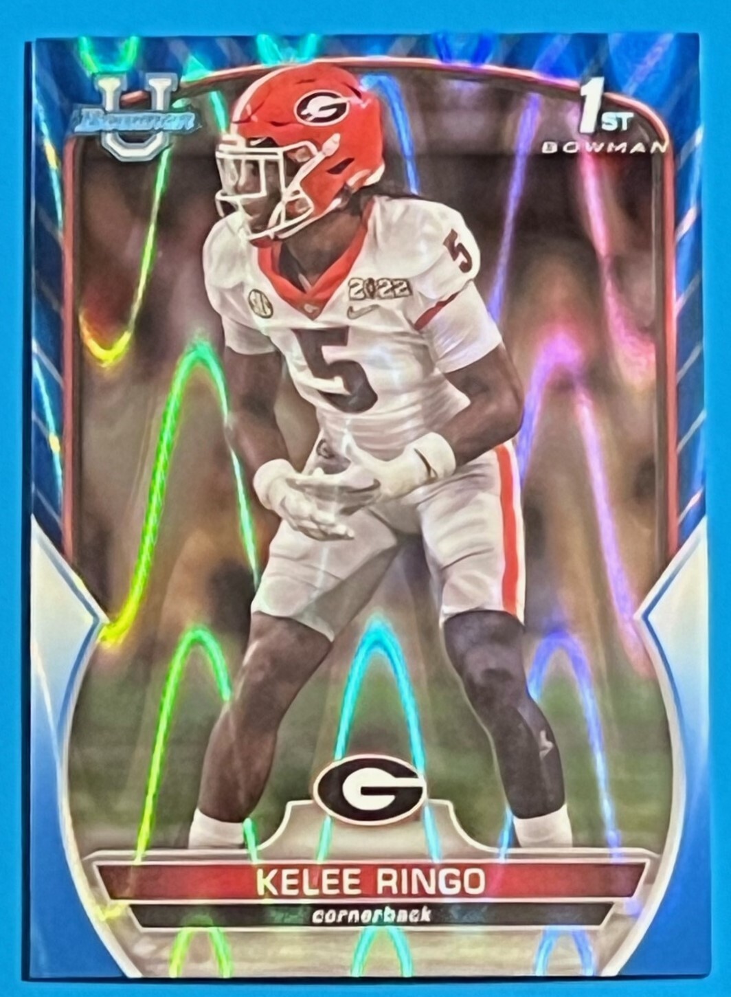 2022 Bowman Chrome University Kelee Ringo #68 Blue Refractor Georgia /199 Nm-Mt+