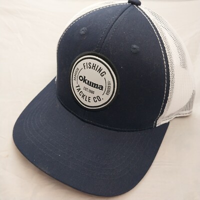Okuma Fishing Tackle Co. Mesh Back Navy White Adjustable Trucker Hat Cap