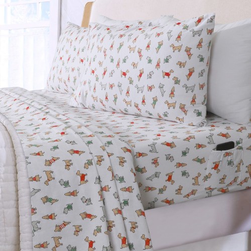 Flannel Sheet Set 100% Brushed Cotton Sheets Fitted Flat Pillow Case Deep Pocket - Picture 118 of 259