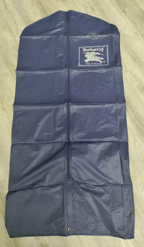 Vintage Burberry’s Garment Bag Suit dress Storage Nylon Blue White Travel Dust