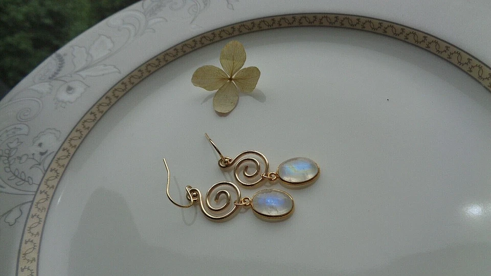 Mondsteinohrringe Gold 14K Gold Filled Goldohrringe Mondstein - Bild 2 von 4