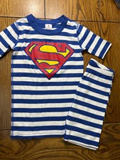 Hanna Andersson Superman Short Johns Boys EUC Striped Pajama Set 130  8 