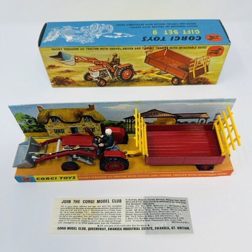 Vintage 1959 Corgi Toys Gift Set 9 - Massey Ferguson 165 Tractor - MINT NOS NIB