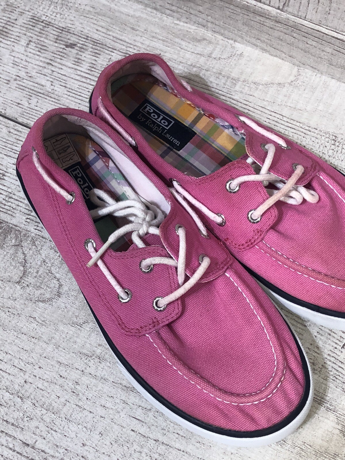 Scarpe sneakers POLO RALPH LAUREN tessuto PONY US 6 plaid all'interno ottime condizioni rosa