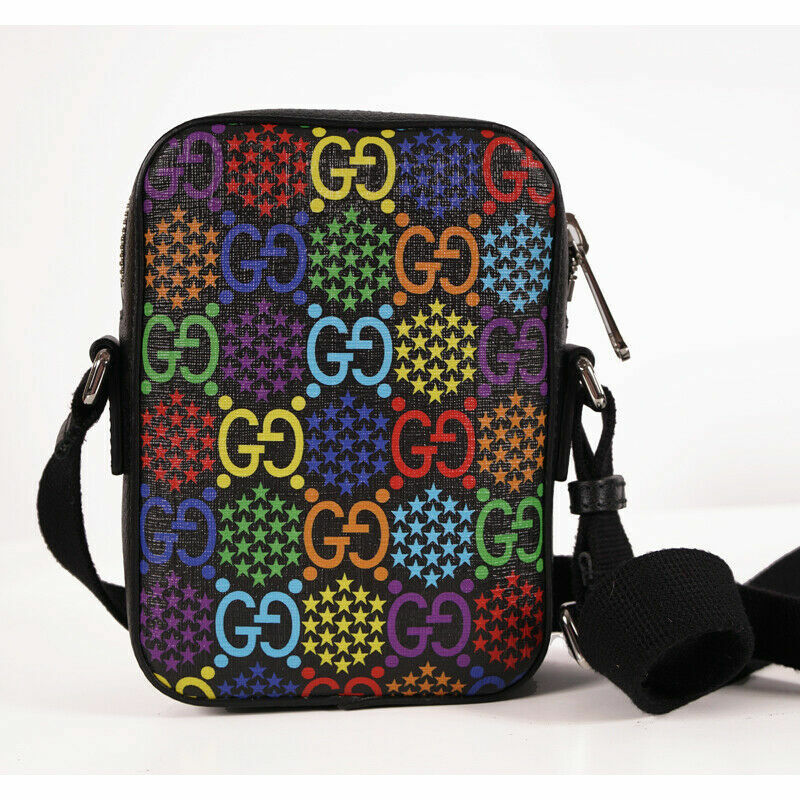 Gucci 598103 PSYCHEDELIC Rainbow GG Supreme Canvas Mini Crossbody Purse Bag