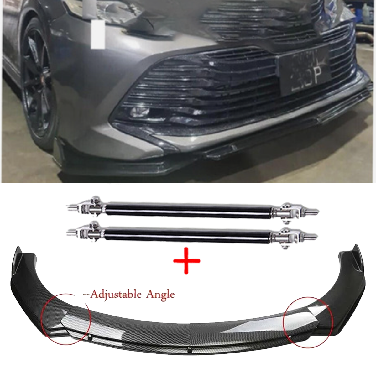 Carbon Fiber Front Bumper Lip Chin Spoiler for Toyota Camry SE XSE Body Kit