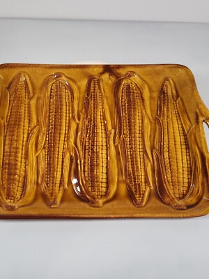 Vtg Corn On The Cob Serving Platter Tray 13''X10'' California Pottery #02 USA 