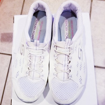 skechers air cooled memory foam white