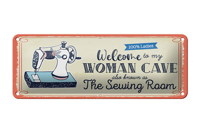 Blechschild Spruch 27x10 cm Welcome to my woman cave Deko Schild