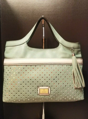 GUESS HANDBAG Lovely Stylish New Soft Green Leather 