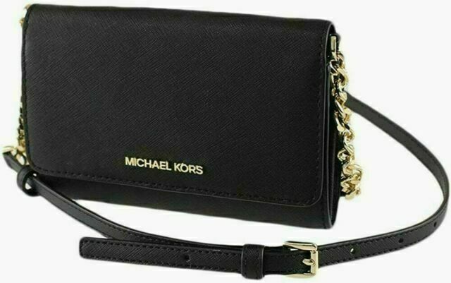 Michael Kors Jet set Travel MD MF Phone Xbody Crossbody Bag Wallet Black …  - AllGlitters