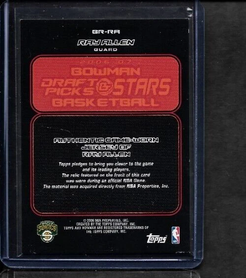 Ray Allen SuperSonics 2006-07 Bowman Relics #BR-RA NM Combined Shipping! - Image 2 of 2