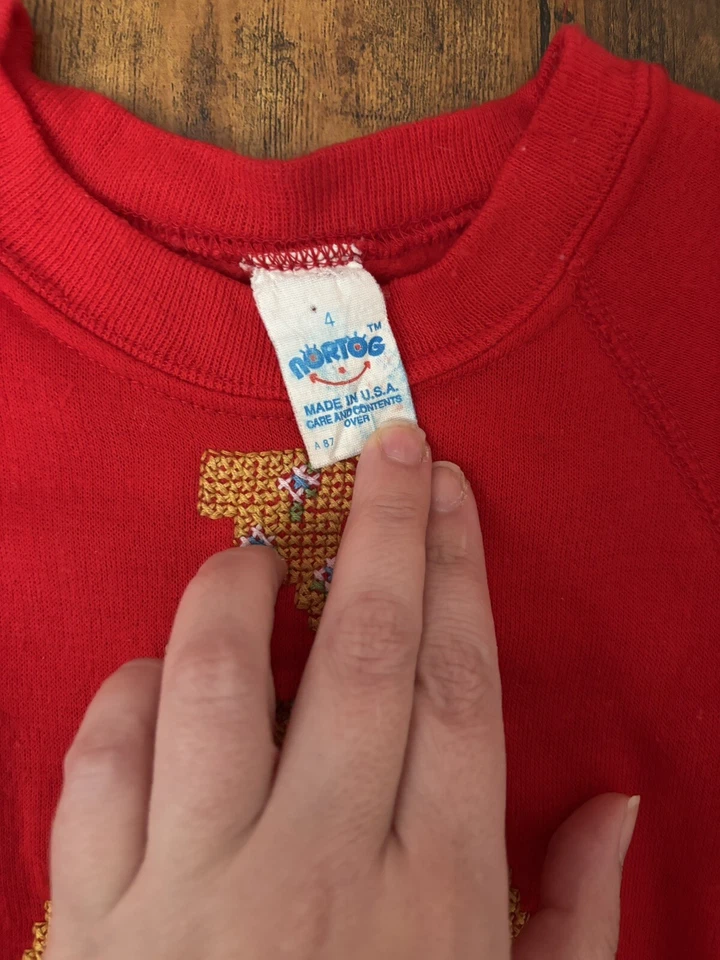 Sudadera Vintage Nortog Letra 'A' Limonada Bordada Cuello Redondo Talla 4 EE. UU. Foto 4 de 4