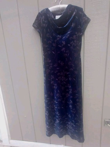 David Warren Women's Shawl Color Navy / Purple Velvet Dress Sz 6 - Picture 3 of 5