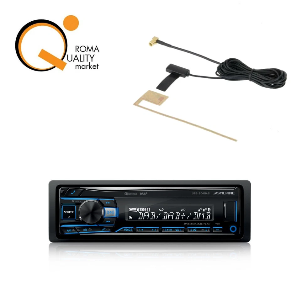 AUTORADIO ALPINE UTE 204 DAB USB AUX BT DAB+ Antenna inclusa 4x50 W Auto Radio - Immagine 2 di 3