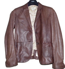 June Brown Women's Butter Soft Genuine Leather Jacket Silk Lining Blazer Size:s