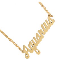 Gold Tone Script Zodiac Sign "Aquarius" Astrology Pendant Necklace 18" USA